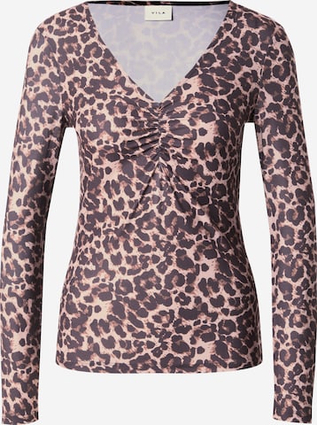 VILA T-shirt 'VILeoa' i brun: framsida