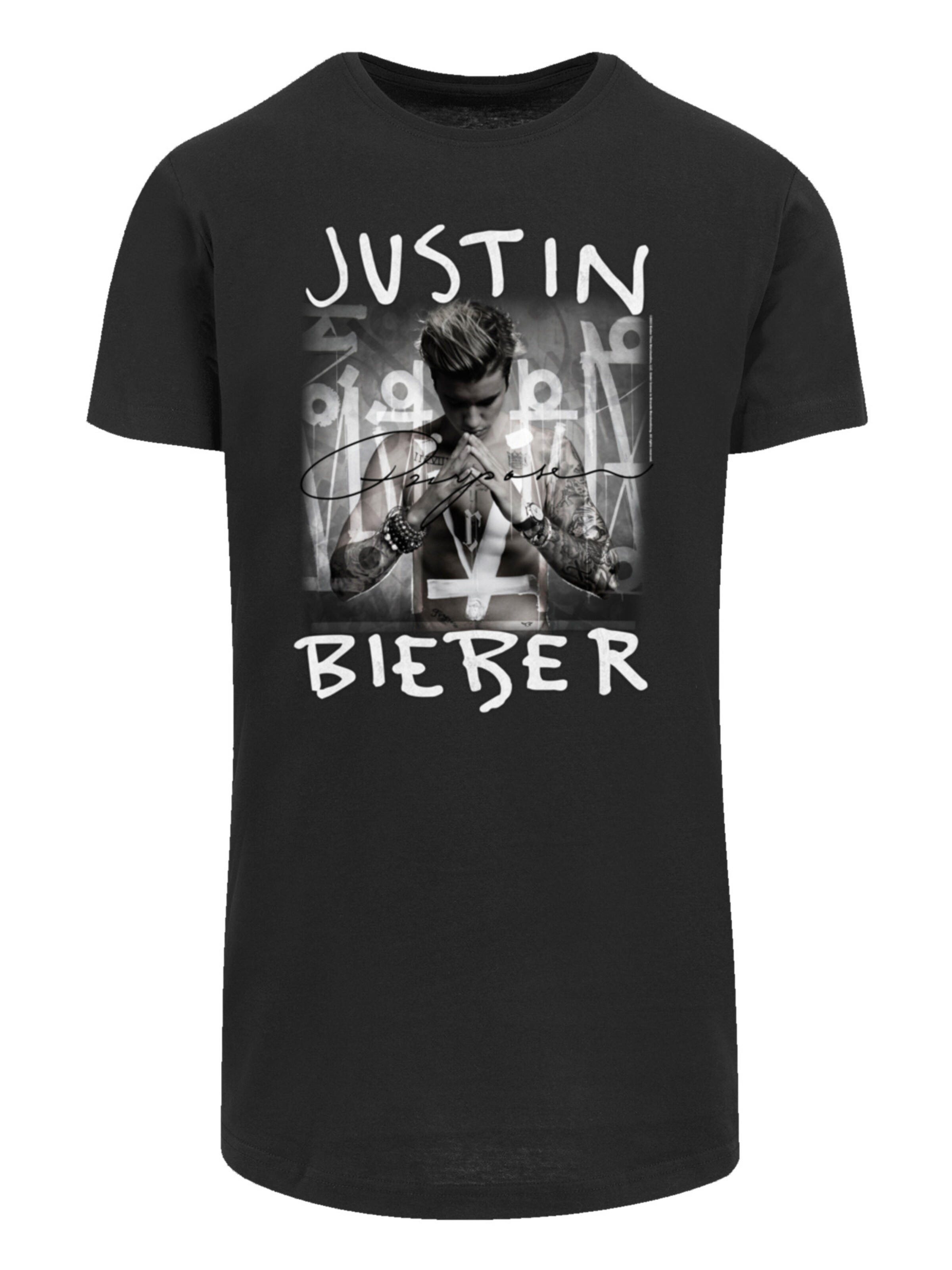 F4NT4STIC Shirt 'Justin Bieber' in Zwart: voorkant