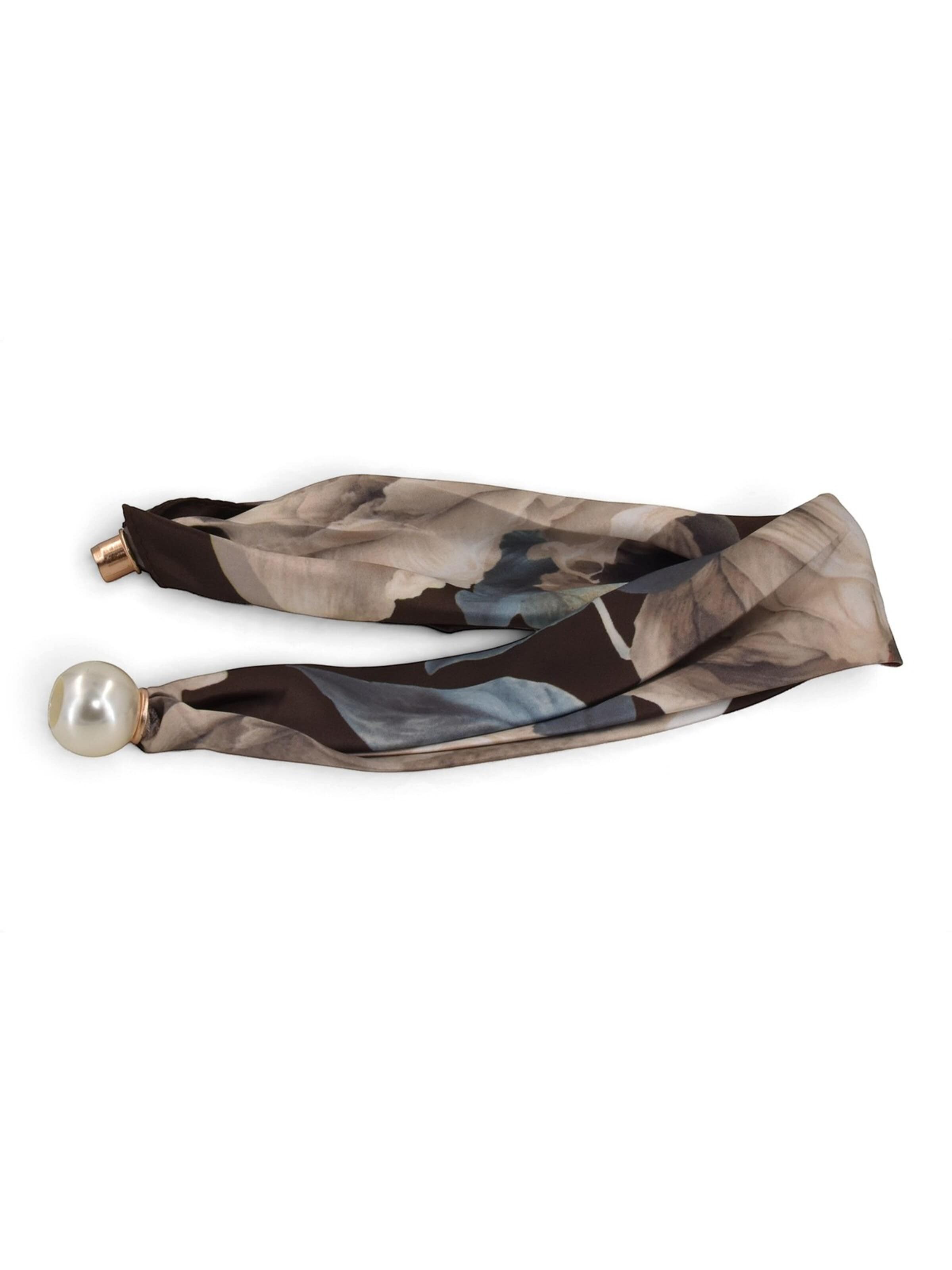 styleBREAKER Tuch 'Perlenhalstuch mit Magnetverschluss & Blumenmuster'‌‌‌‌‌‌‌ in Braun