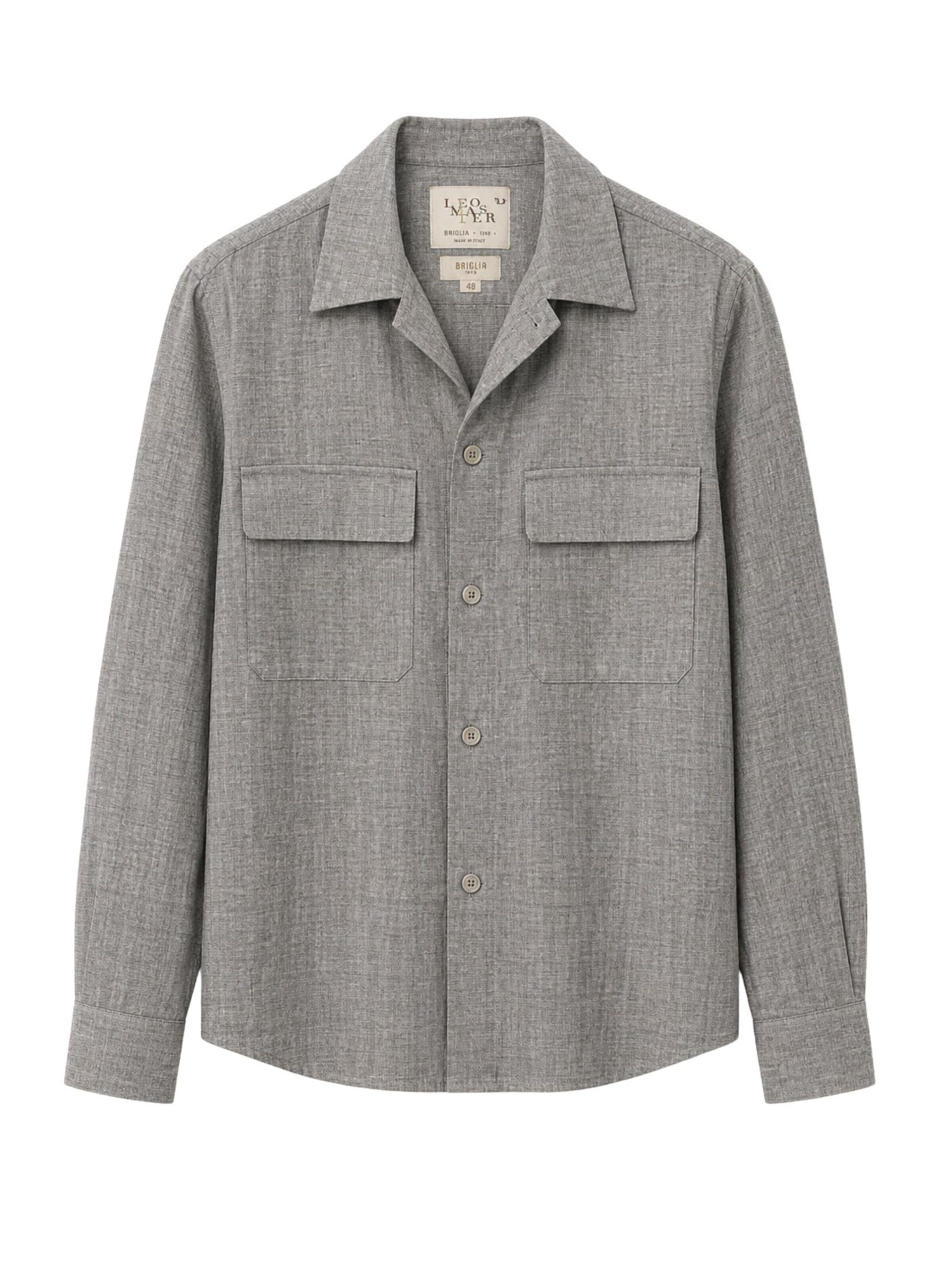 Briglia Comfort Fit Kavaj 'Briglia John Raffia Linen Shirt Jacket' i grå: framsida