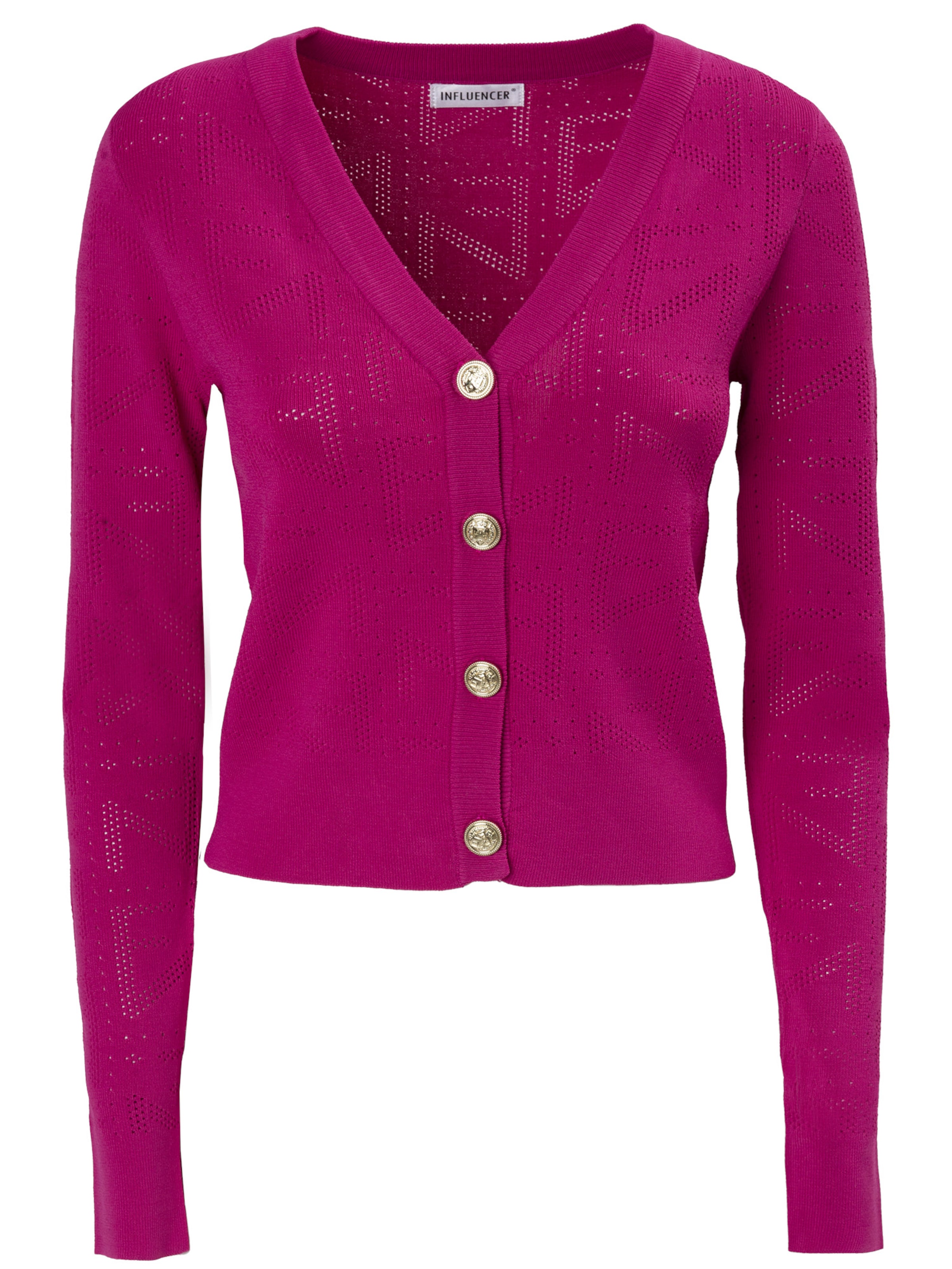 Influencer Вязаная кофта в Ярко-розовый: спереди
