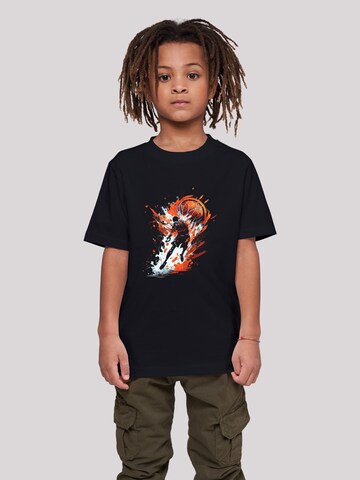 F4NT4STIC Shirt 'Basketball Sports Collection Orange Splash' in Black: front