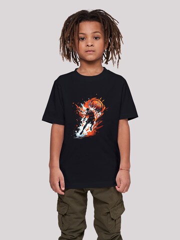 F4NT4STIC Shirt 'Basketball Sports Collection Orange Splash' in Zwart: voorkant