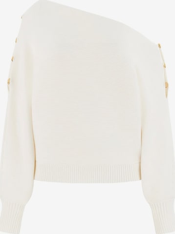 GUESS Guess One-Shoulder-Pullover in Weiß: Vorderseite