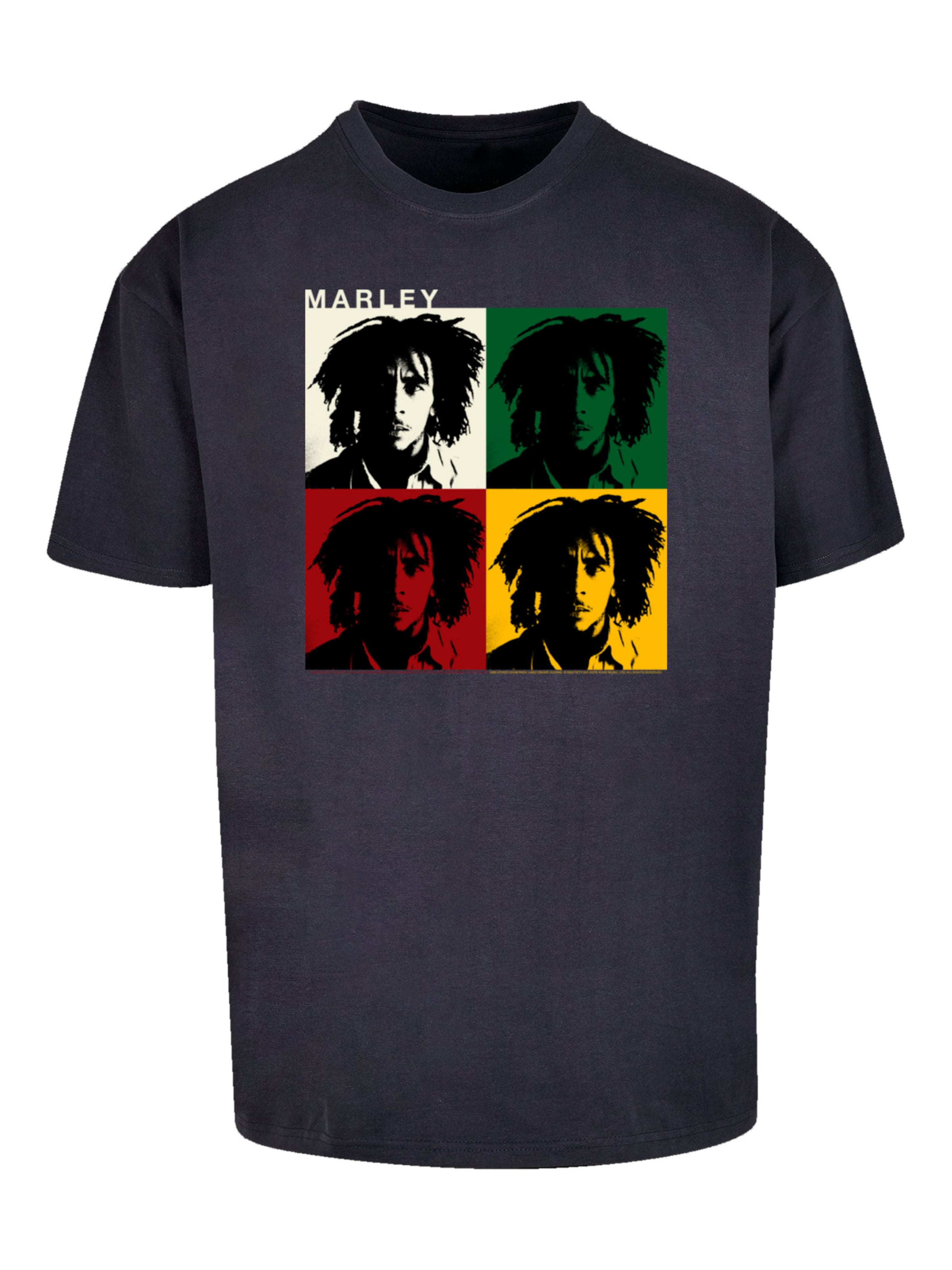 F4NT4STIC Shirt 'Bob Marley Colour Blocks' in Blauw: voorkant