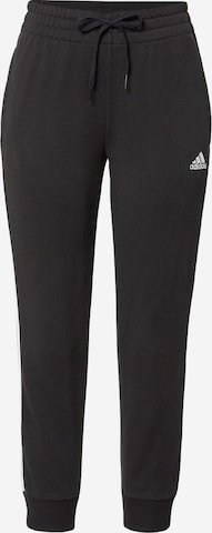 ADIDAS SPORTSWEAR Дънки Tapered Leg Спортен панталон 'Essentials Studio Lounge Cuffed 3-Stripes' в черно: отпред