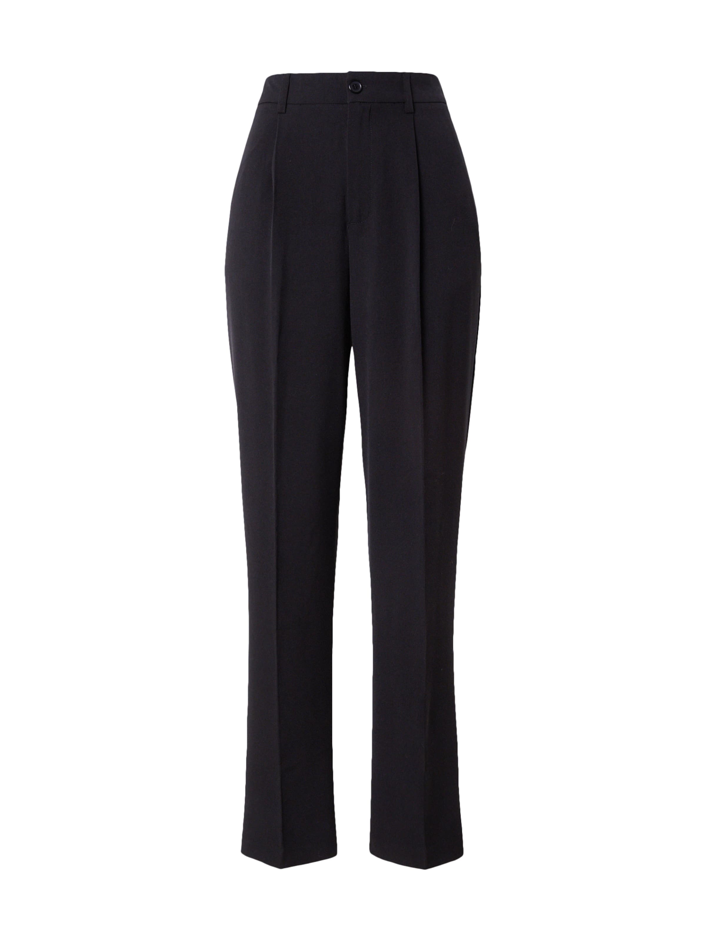 Gina Tricot Wide leg Pleat-front trousers in Black: front