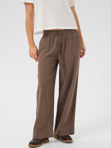 My Essential Wardrobe Wide leg Pants 'Dias' in Brown: front