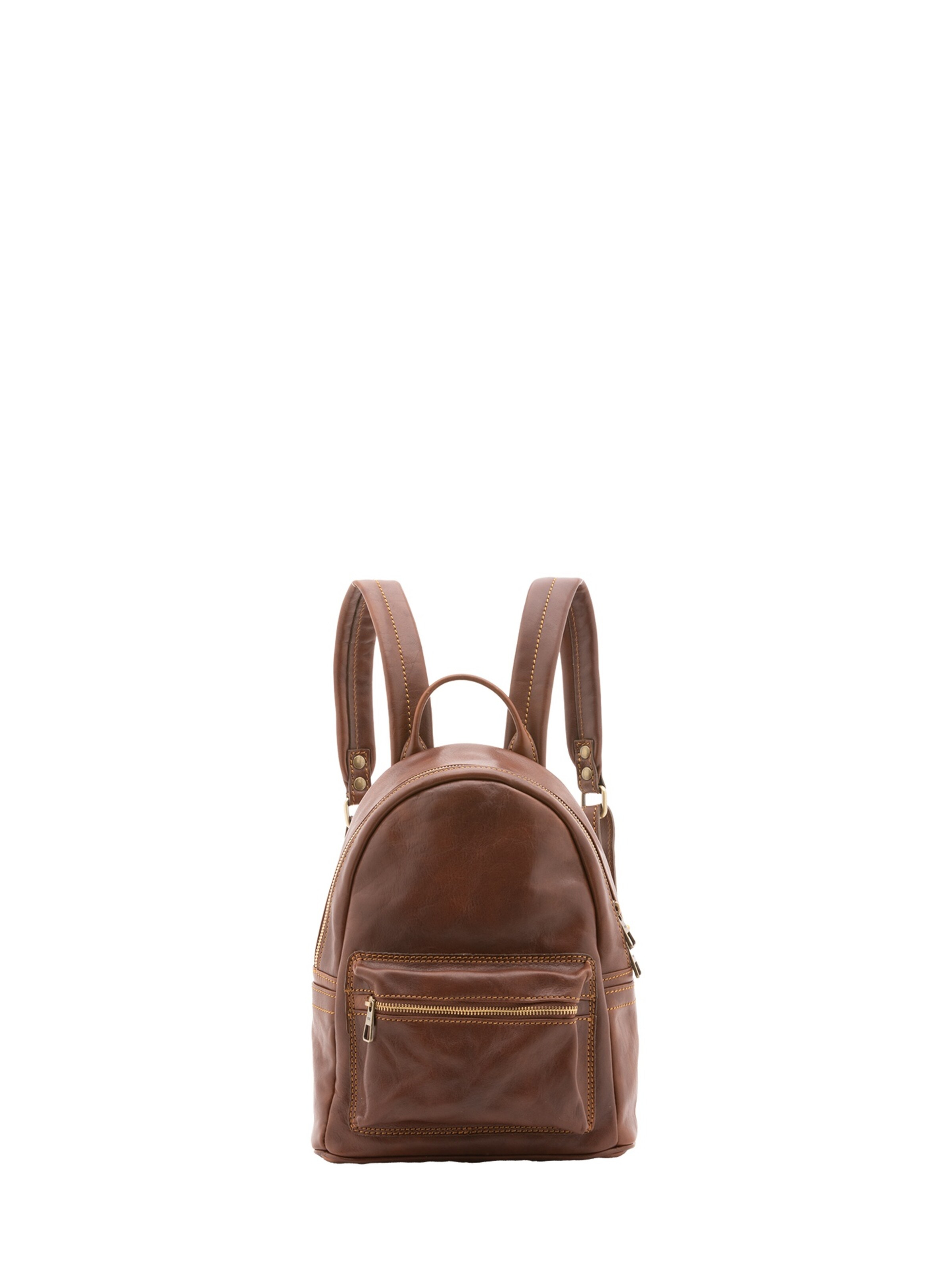 Zaino 'Zaino in vera pelle Alessia Firenze - Chiusura zip, tracolla regolabile' di Alessia Firenze in marrone: frontale