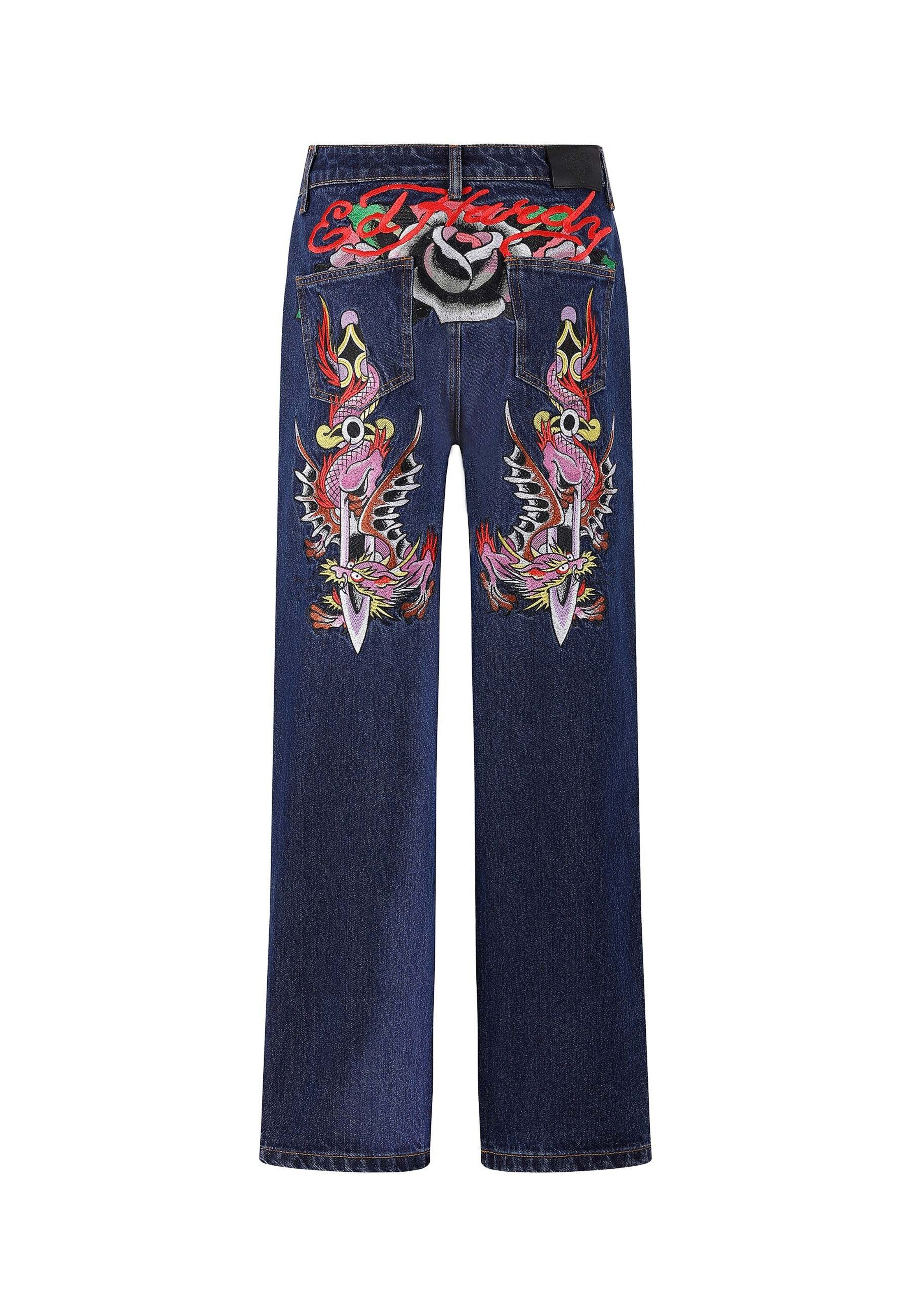 Loosefit Jeans 'Dragon and Sword' di Ed Hardy in blu