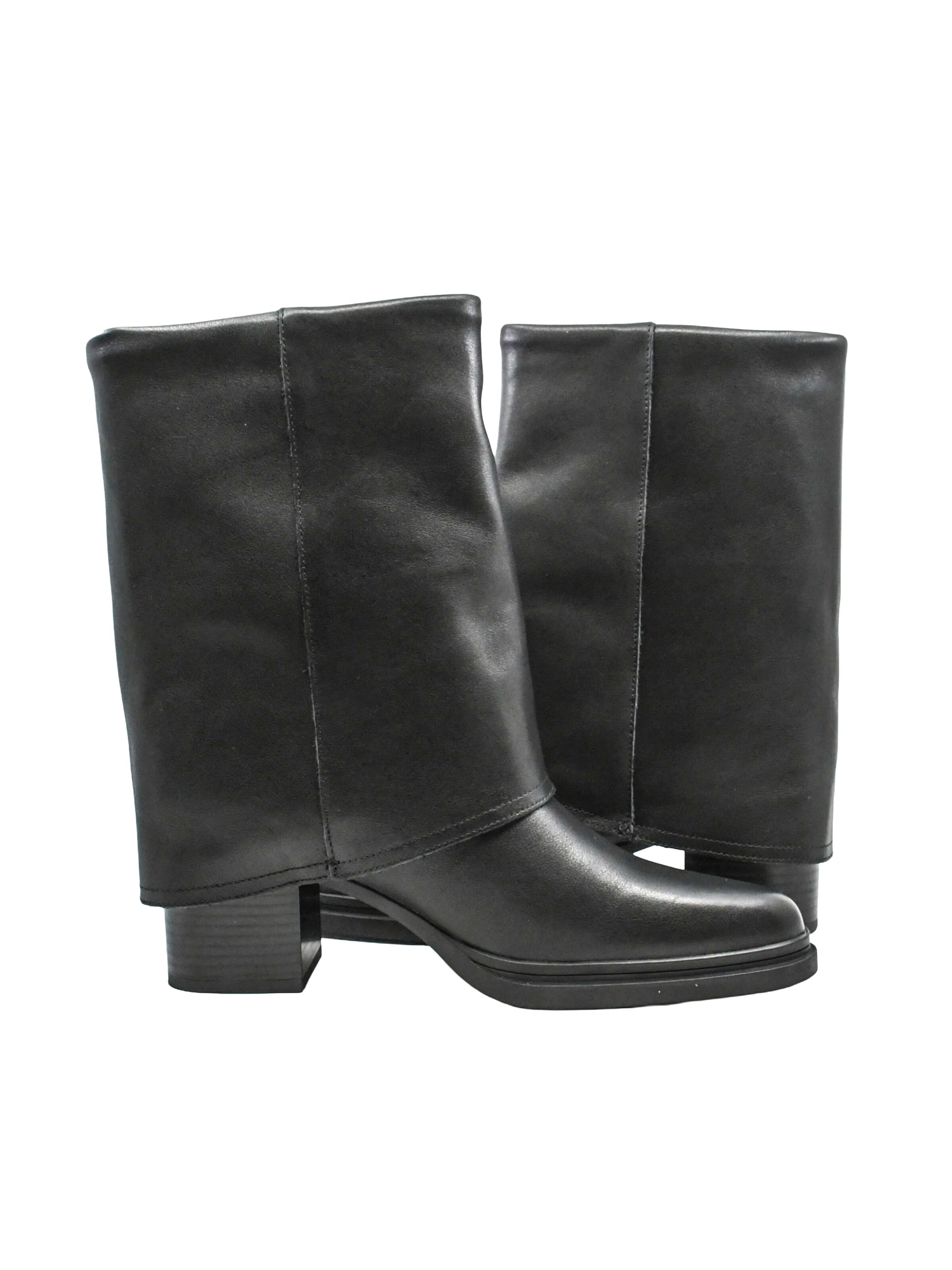 Cizme de cowboy 'Cowboy boot 'Ghete damă Anna Viotti stil western cu manșetă, negre din piele naturală GOR80935'' de la In Tempo pe negru