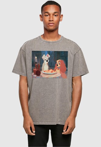 ABSOLUTE CULT Shirt 'Lady And The Tramp - Spaghetti Photo' in Grijs: voorkant