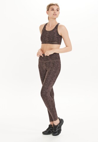 ENDURANCE Skinny Workout Pants 'Somna' in Brown