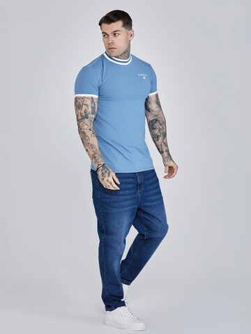 SikSilk Shirt 'Blau Ringer' in Blue