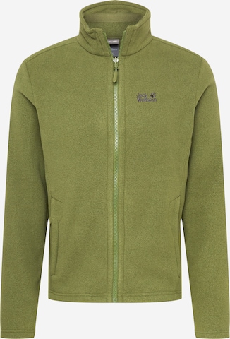 JACK WOLFSKIN Athletic Fleece Jacket 'Moonrise' in Green: front