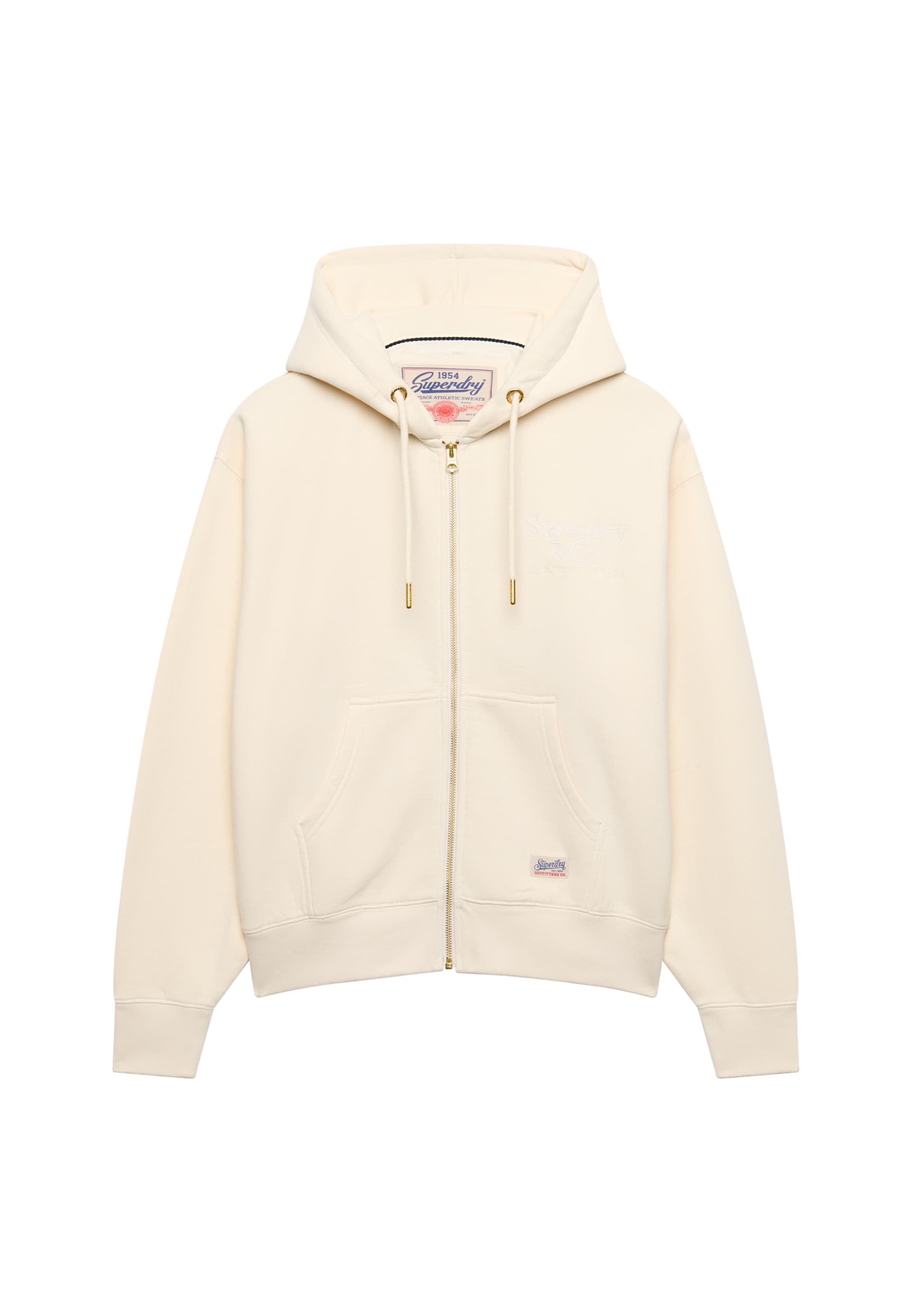 Superdry & Co Sweatjacka 'Luxe Casual' i vit: framsida