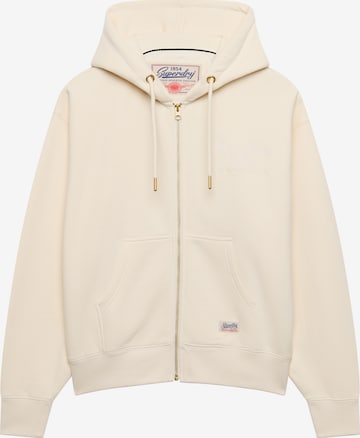 Superdry & Co Sweatjacka 'Luxe Casual' i vit: framsida