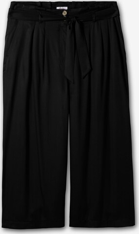 SHEEGO Wide leg Pleat-Front Pants in Black: front