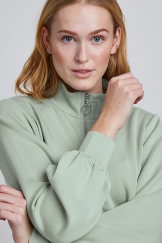 b.young Sweatshirt 'BYPUSTI HALFZIP' in Groen