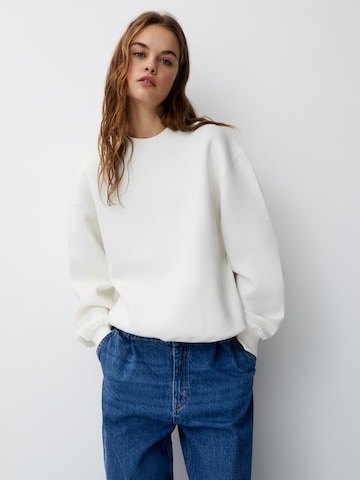 Pull&BearSweater majica - bijela boja: prednji dio