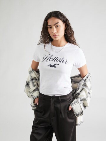 HOLLISTER Тениска в бяло: отпред