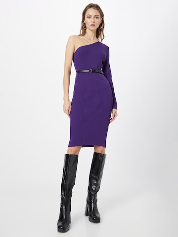 Karen Millen Knitted dress in Purple: front