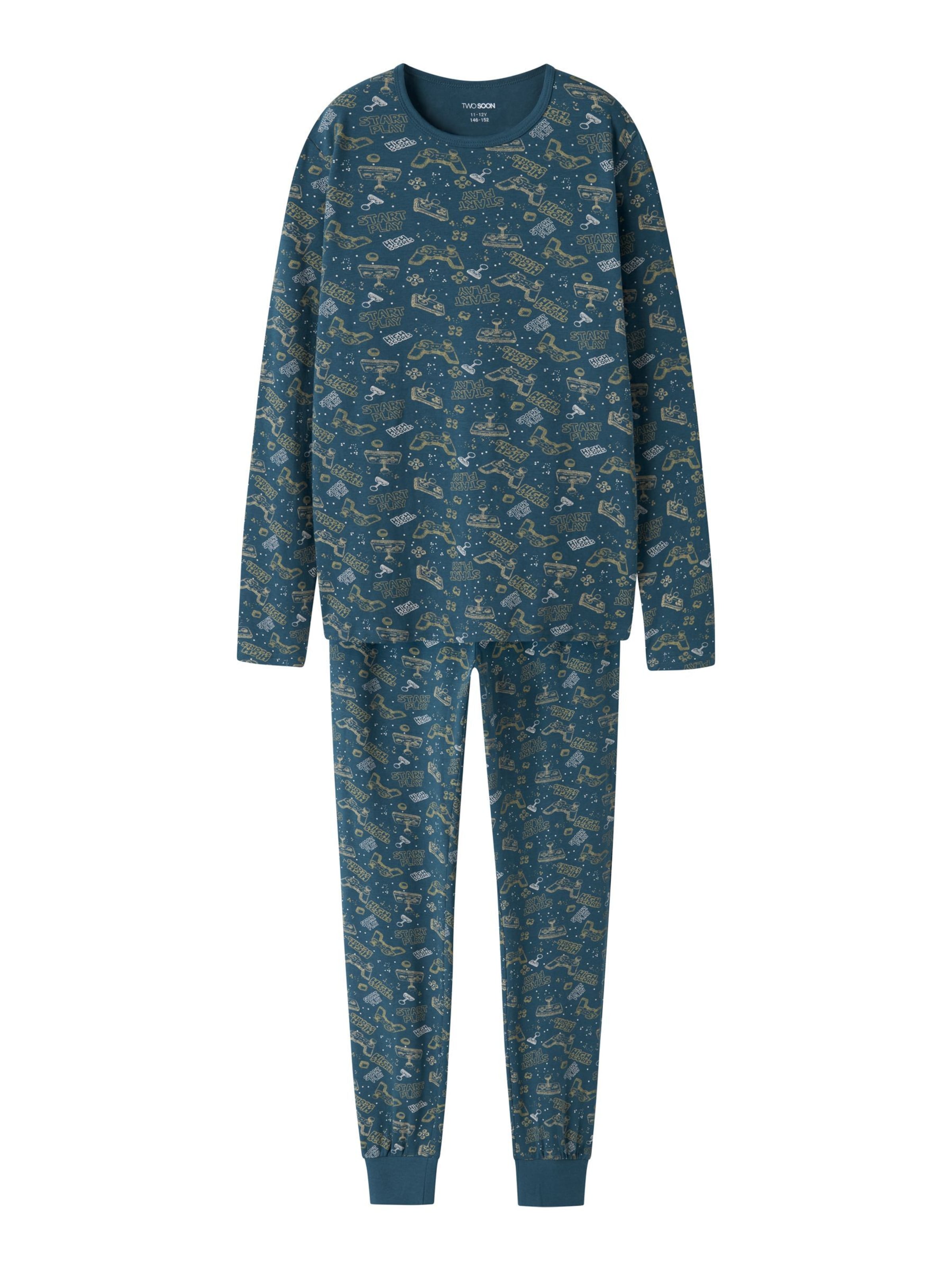 TWO SOON Pajamas in Blue: front