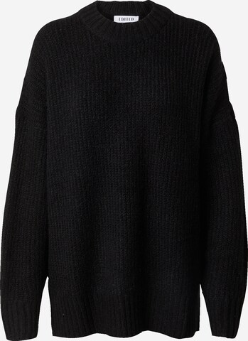 EDITED Širok pulover 'Luca' | črna barva: sprednja stran