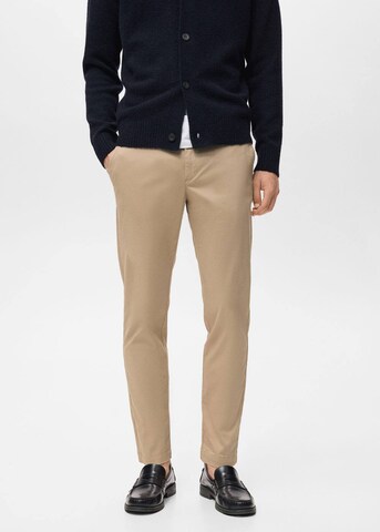 MANGO MAN Tapered Chino Pants 'Prato' in Beige: front