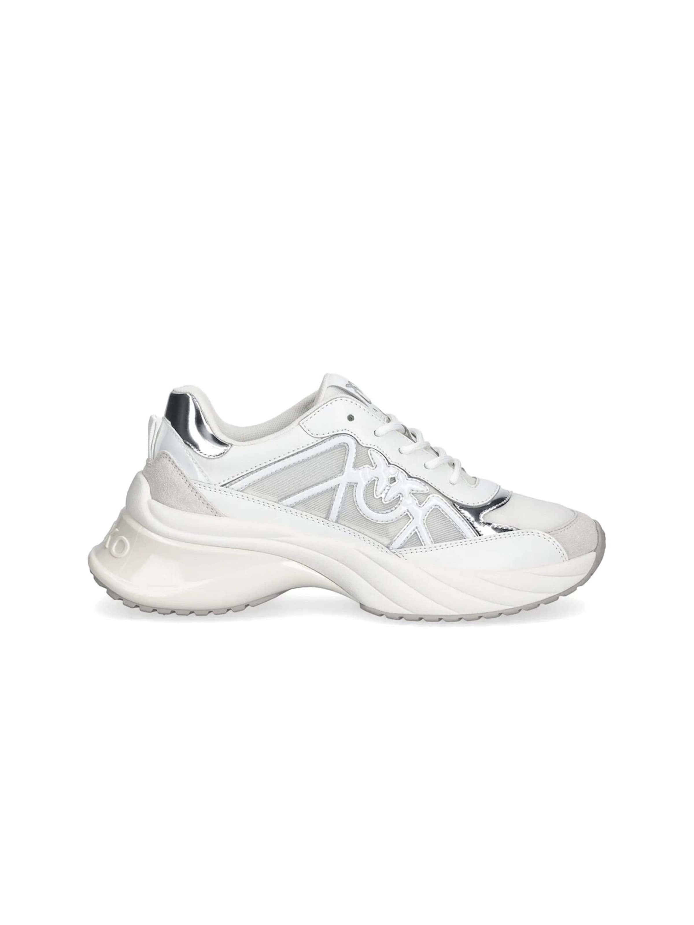 PINKO Sneaker low 'Ariel 33 - Sneaker Calf Leather/Net/Cow Suede'‌ in Weiß