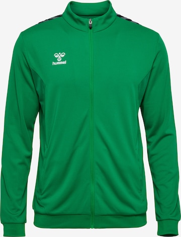 Hummel Athletic Zip-Up Hoodie in Green: front