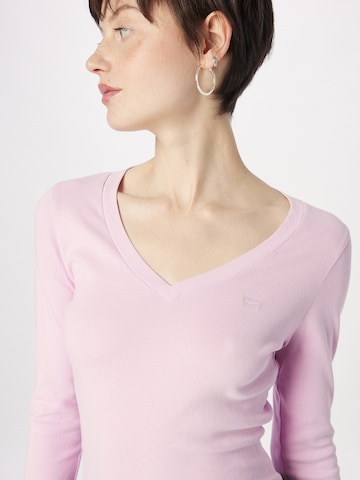 LEVI'S ® Тениска 'Long Sleeve V-Neck Baby Tee' в розово