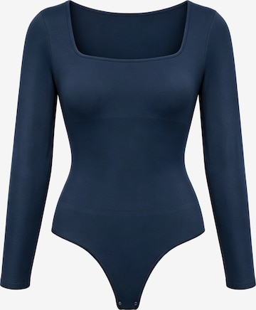 cfab - Body moldeador 'Clean Longsleeve Squareneck Sculpting Bodysuit with String' en azul: frente