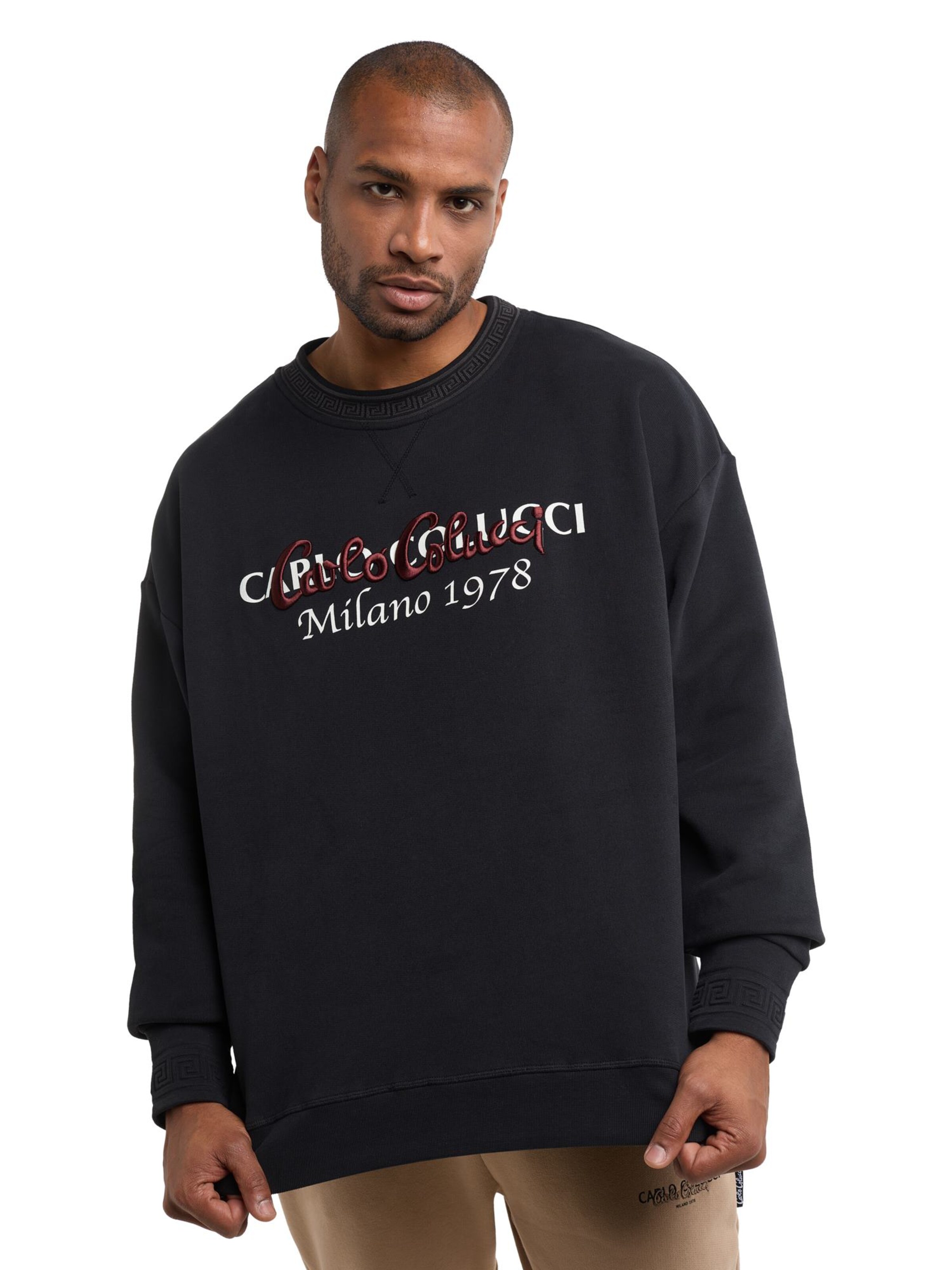Carlo Colucci Sweatshirt ' De Tomas ' in Schwarz: Vorderseite
