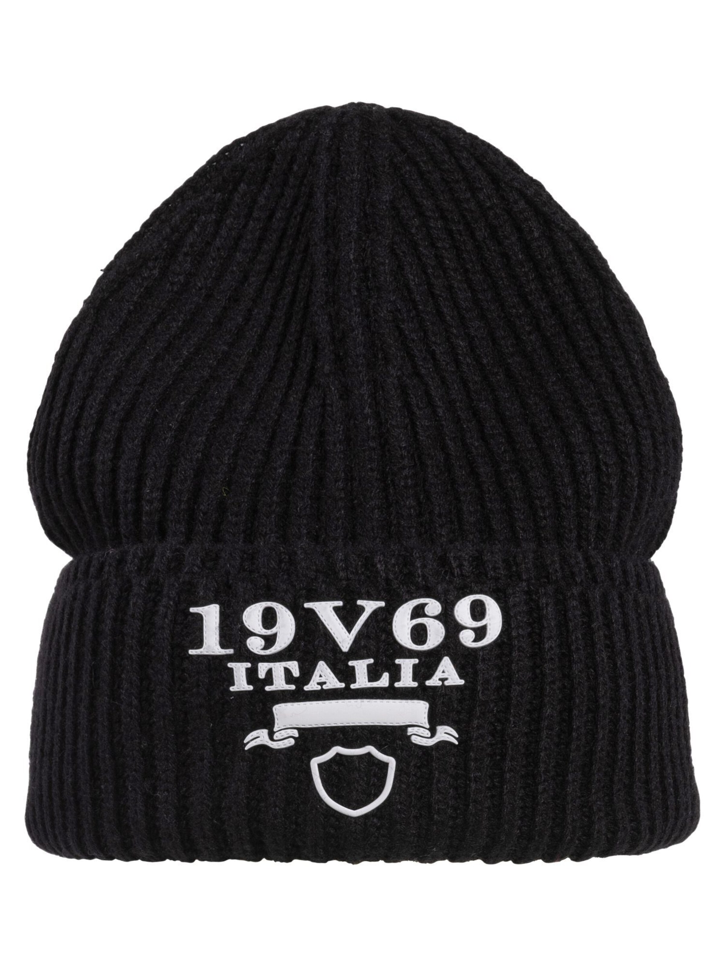 19V69 ITALIA Mütze in schwarz / weiß, Produktansicht