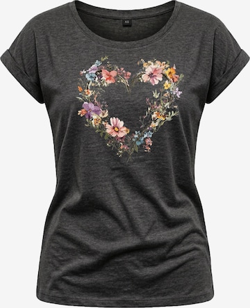MAKAYA Shirt 'Blumenherz' in Grey: front