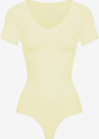 cfab Shapingbody 'T-Shirt Bodysuit Sculpting Shapewear mit String' in Geel: voorkant