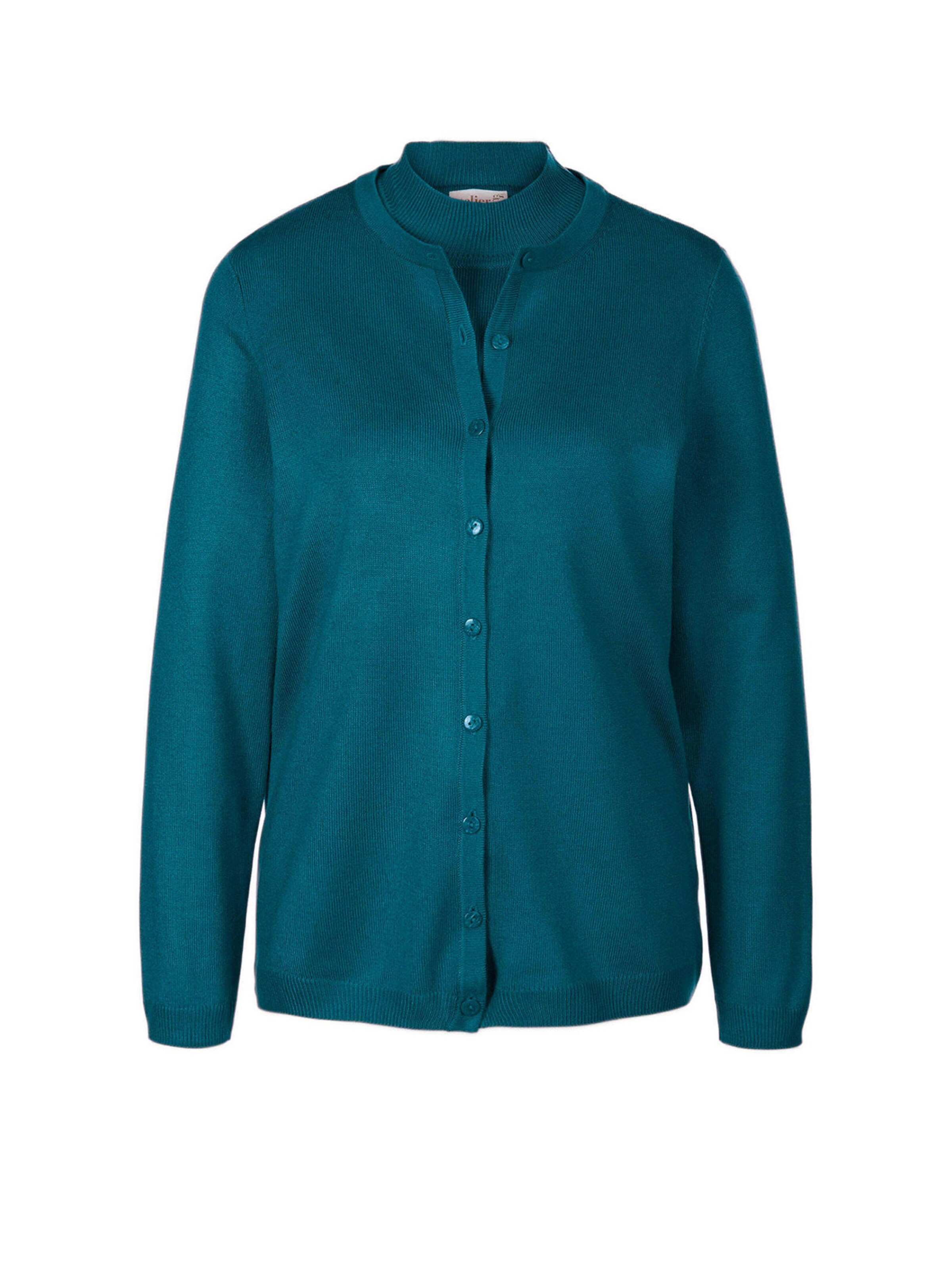 Goldner Strickjacke in Blau: Vorderseite