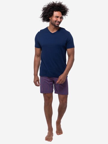 Mey Pyjama kurz 'Graphic Stripes' in Blau