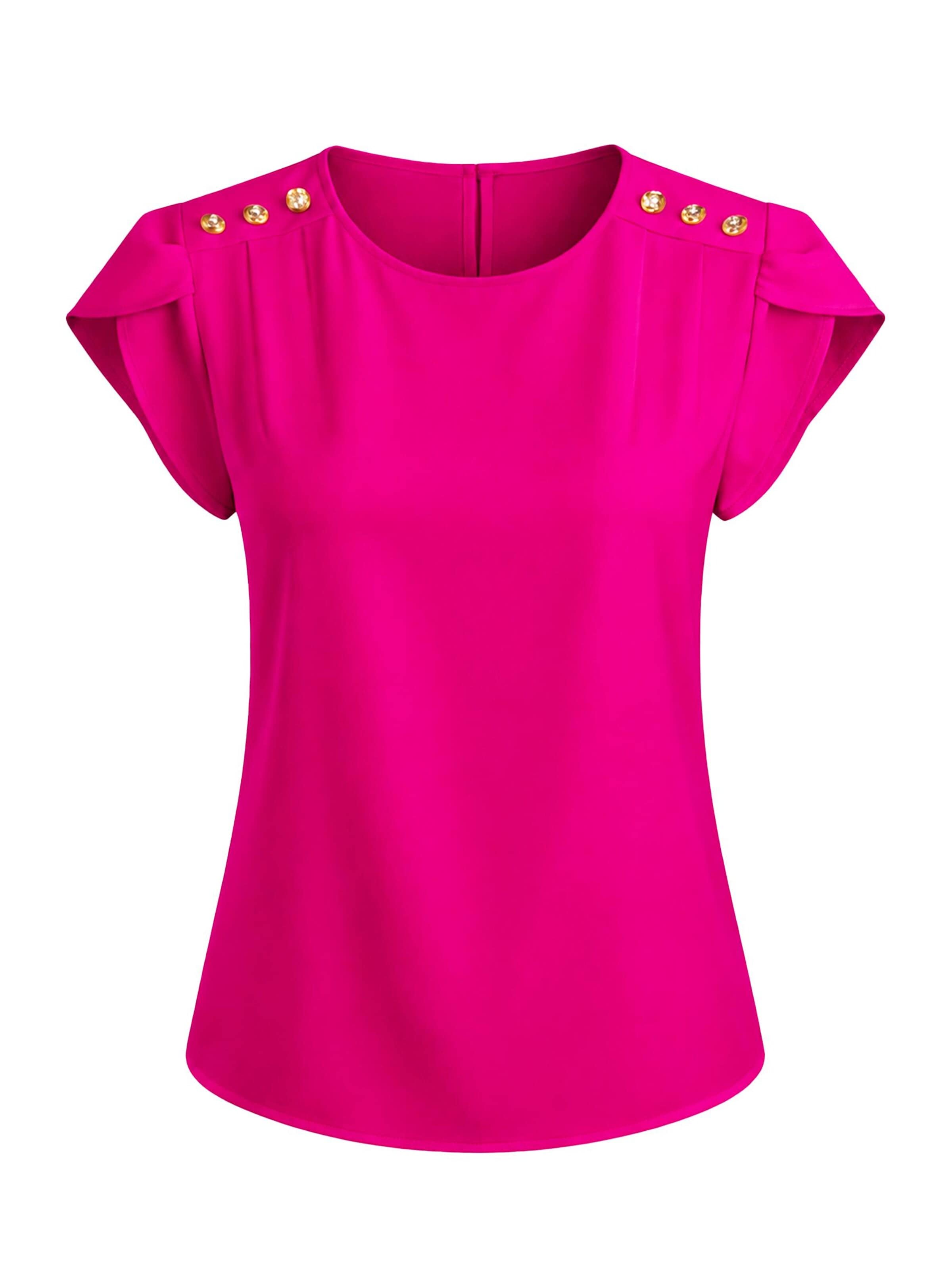 REGINA FASHION Blouse 'Short Sleeve Blouse with Decorative Shoulder Buttons' in Roze: voorkant