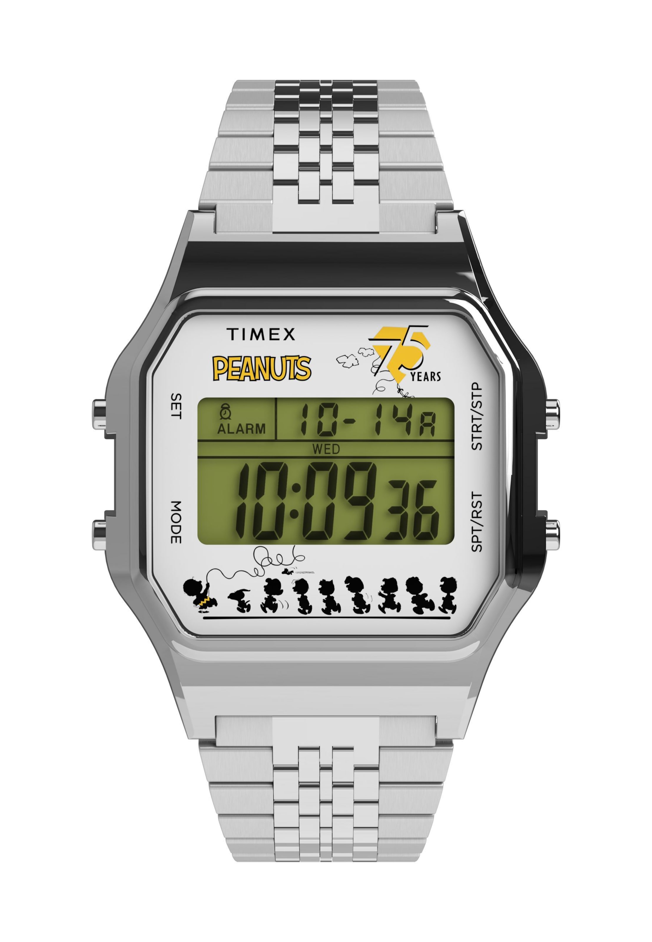 TIMEX Digitaluhr 'Timex x Peanuts T80 75th Anniversary Edition' in Silber: Vorderseite