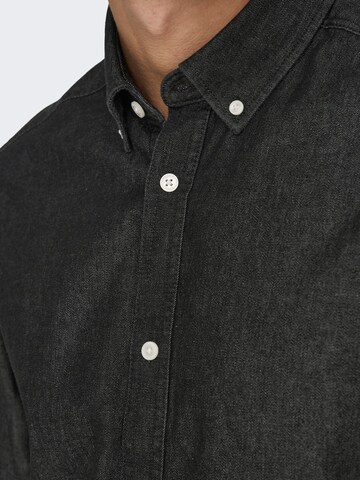 Only & Sons Regular fit Button Up Shirt 'Day' in Black