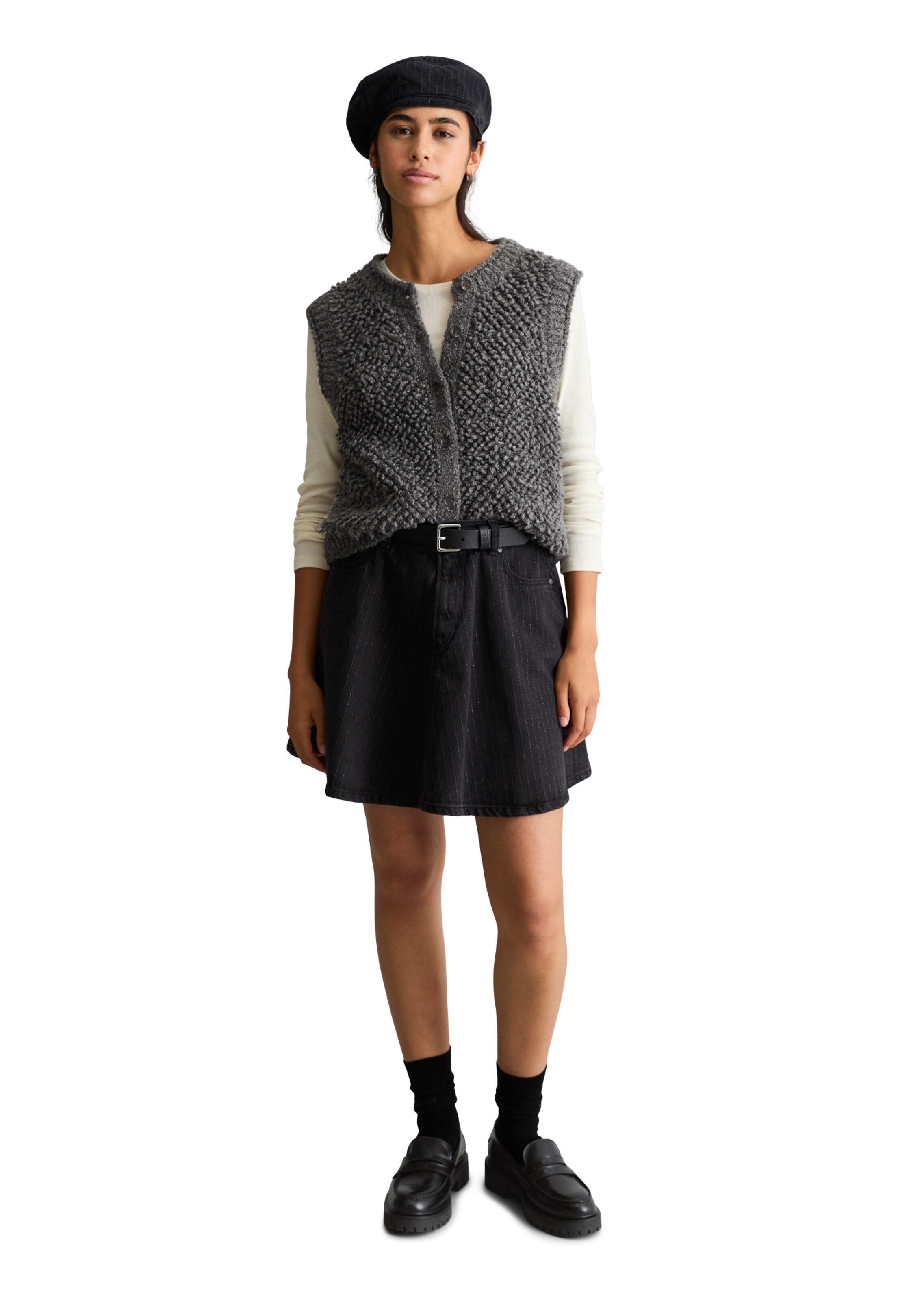 Marc O'Polo DENIM Gebreide bodywarmer in Grijs: voorkant