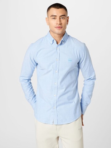 BOSS Orange Slim fit Button Up Shirt 'Mabsoot' in Blue: front