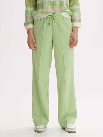 OPUS Wide leg Trousers with creases 'Moliti' in Green: front