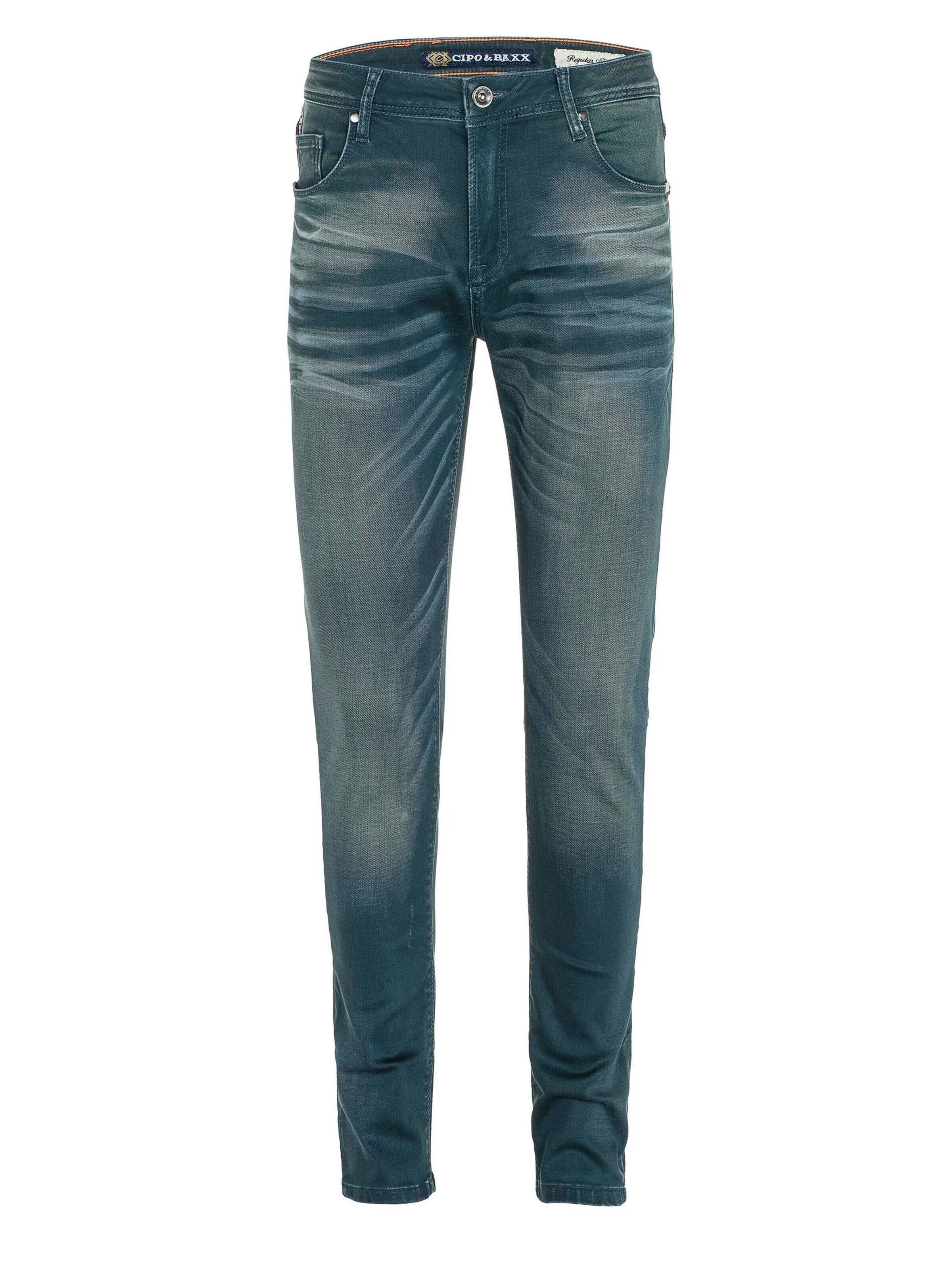 Coupe slim Jean CIPO & BAXX en bleu : devant