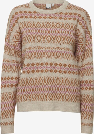 ICHI Sweter 'POVOKE' w kolorze beżowy / rdzawobrązowy / fioletowym, Podgląd produktu