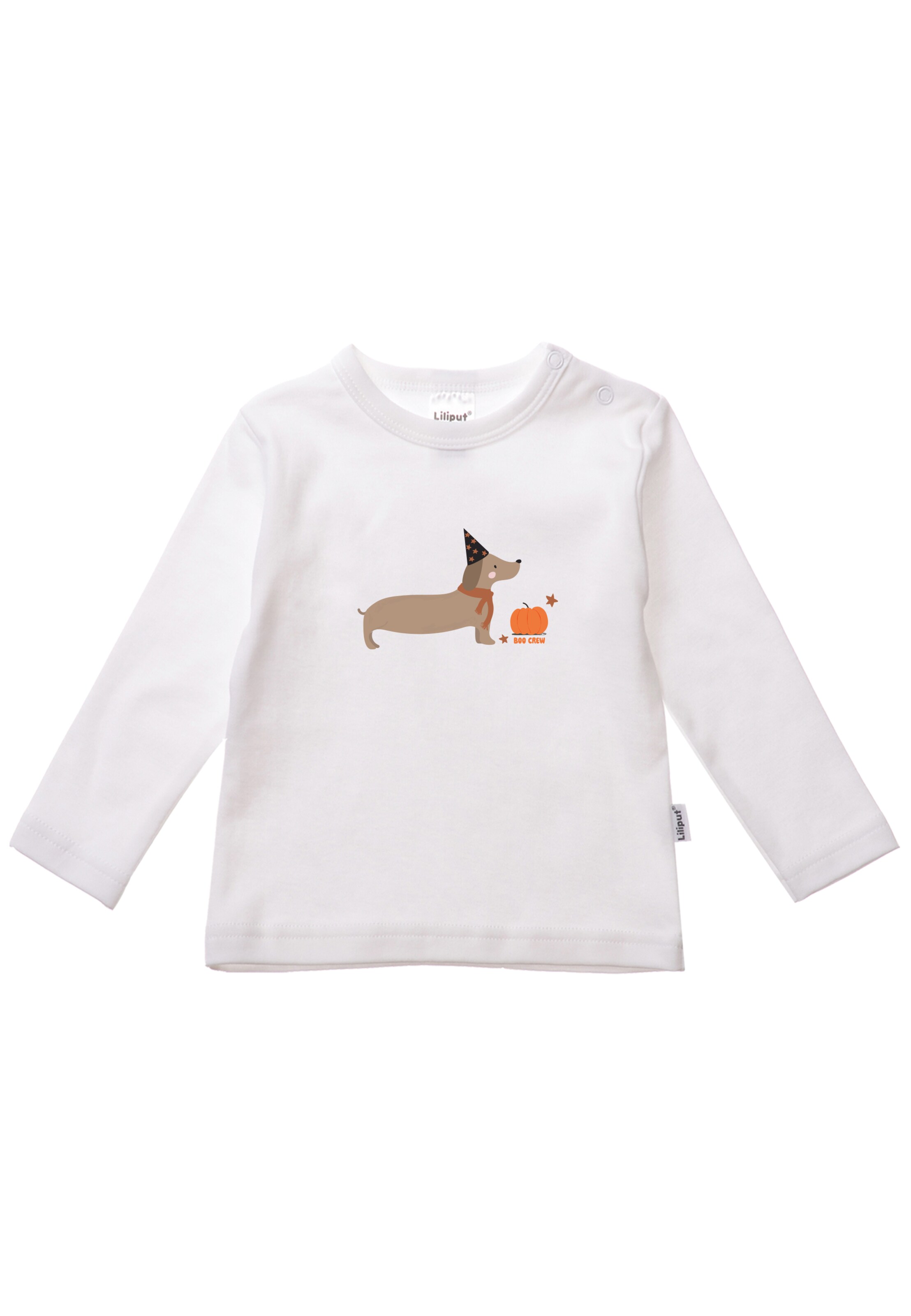 LILIPUT Langarmshirt 'Dackel Boo' in Weiß: Vorderseite