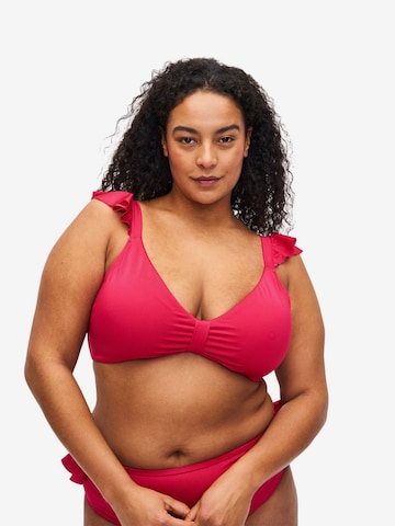 Swim by Zizzi Triangel Bikinitop 'SENYA' in Roze: voorkant