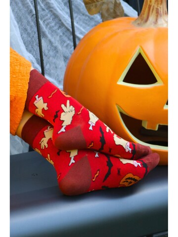 Sokisahtel Sokken 'BOOZY Halloween socks' in Rood: voorkant